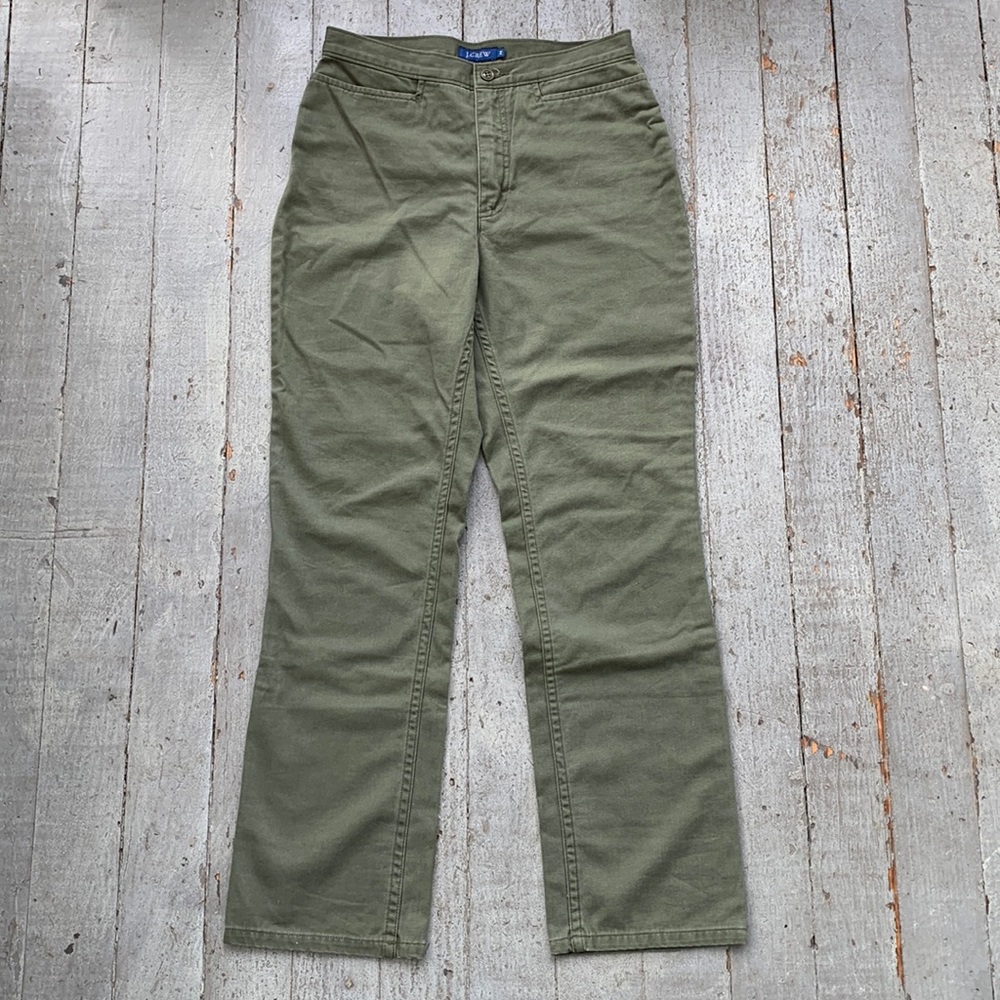 J. Crew 100% Cotton straight leg army green pants size 6P